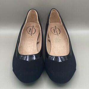 LifeStride Diamond Black Low Wedge Slip On Flats Women Size 7.5W